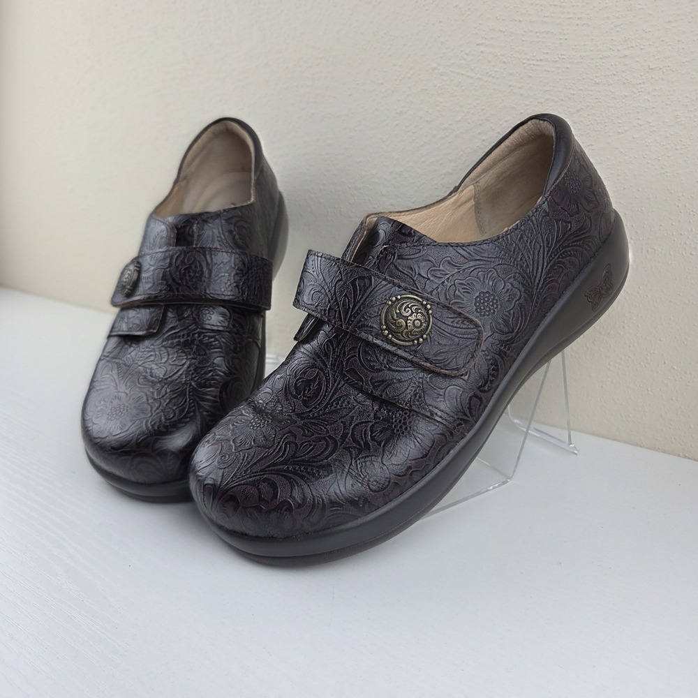 Alegria Joleen Tooled Leather Professional Shoes Molasses‎ EU 39 US 8 JOL-422